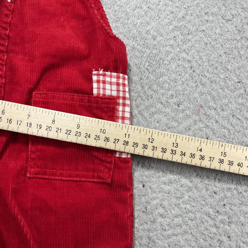 Vintage OshKosh B'gosh Overalls Infant Boys 12M Red Corduroy Gingham Vestbak USA
